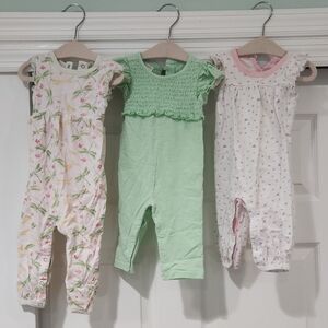 Baby Rompers Set - Floral, Green, Pink